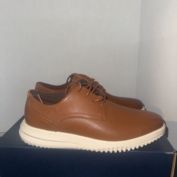 Cole Haan Grand+ Plain Toe Oxford Mens Sz 8M British Tan Leather Shoes C36935 main image 5